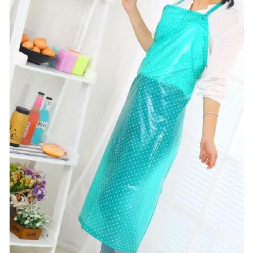 Transparent Acid Resistant Home PVC Simple Anti-Oil Waterproof Dots Kitchen Apron Random Color #EW