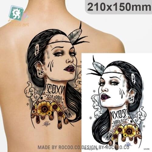 Rocooart Tribal Women Tattoo Sexy Tribe Leader Fake Tatoo Beauty Lady Tatuajes Body Art Temporary Tattoo Sticker Brave Girl Taty