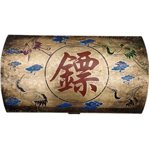 Chinese Old Copper Collection Pure Copper Dart Word Large (Crane) Jewelry Box