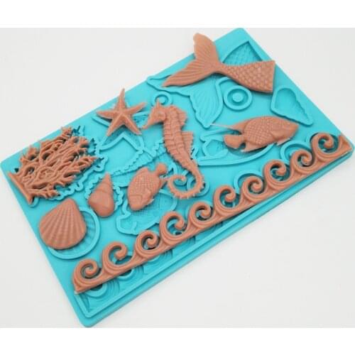 Marine series silicone mold DIY fondant cake, plaster, clay, resin decoration accessories tools baking utensils