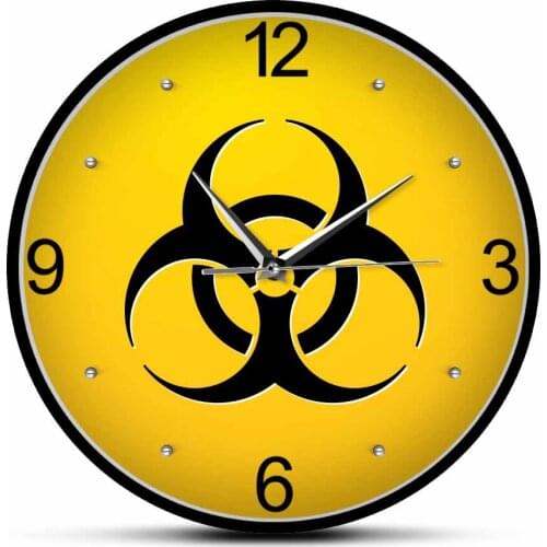 Biohazard Symbol Minimalist Wall Clock Fallout Sign Hazard Toxic Warning Danger Silent Quartz Wall Clock Medical Student Gift