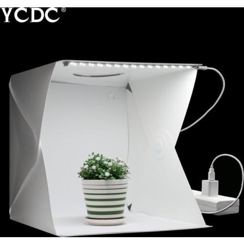 24/30/40cm Magnetic Folding Studio Diffuse Soft Box Lightbox With LED Light Black White Photography Background Photo Studio Box