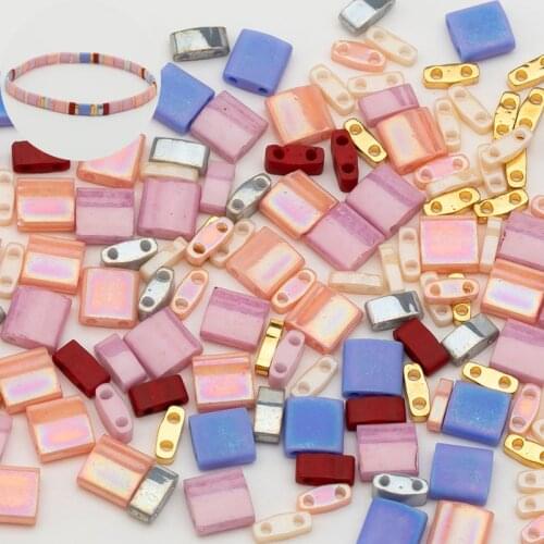 Taidian Miyuki Glass Beads TL HTL QTL Mixed Muticolor Two Holes Bohemia Beaded Bracelet Unique Gift 5grams/bag