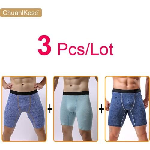 3 Pcs/Lot Mens Large Size Boxers Lengthen Anti Abrasion Leg Underwear Sports Running Cycling Soft And Comfortable Shorts