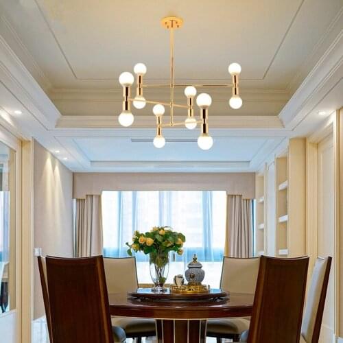 Vintage chandelier LED indoor lamp iron gold metal bar coffee shop modern dining ceiling decoretion lighting fixture AC110-265V