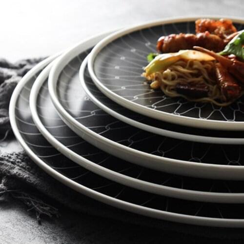 4.5"-12" Western Plate Matte Nordic Ceramic Cake Pasta plate Salad Steak Dish Pizza Tray Soup Bowl Flat PLATE