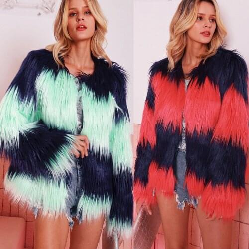 RoRoDox Furry Fur Coat Women Long Hair Warm Long Sleeve female jacket Outerwear Autumn Winter Coat Jacket Overcoat Cardigan