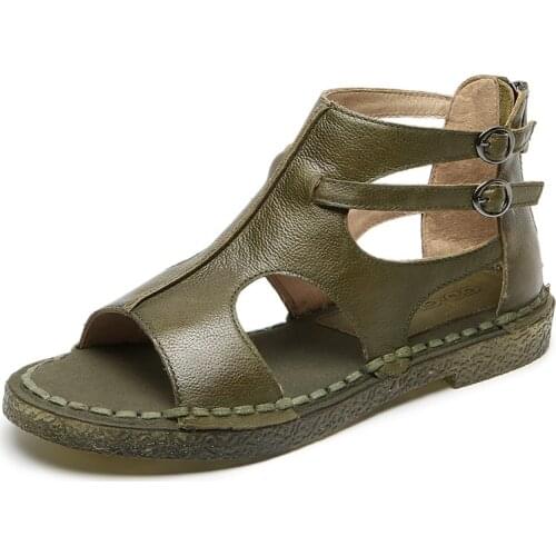 New high quality National wind original brand womens sandals hand-made leather sandals f womens leather sandals Size 35-40