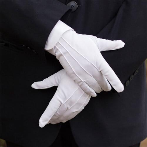 1 pair White Tuxedo Wedding Gloves Formal Uniform Guard Band Butler Household Gloves for Mens Women New
