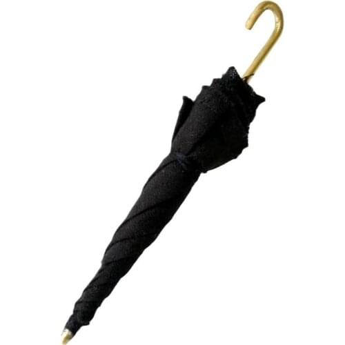 1pcs 1:12 Dollhouse Mini Black Umbrella Model Diy Doll House Furniture Dollhouse Accessories Miniature Toy Decoration G6H4