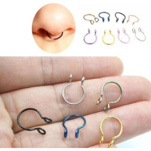 1PC Stainless Steel U Shaped Fake Nose Ring Hoop Septum Rings Nose Fake Piercing Earrings Body Jewelry For Women