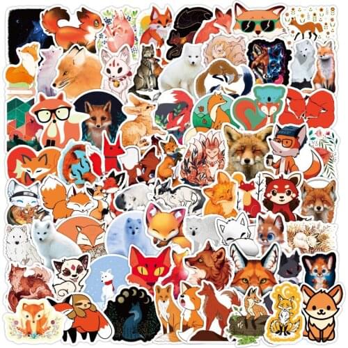 10/50/100PCS Cartoon Fox Vulpes Waterproof Animal Sticker Motorcycle Bicycle Helmet Motor Suitcase Laptop Stickers Decal Kid Toy