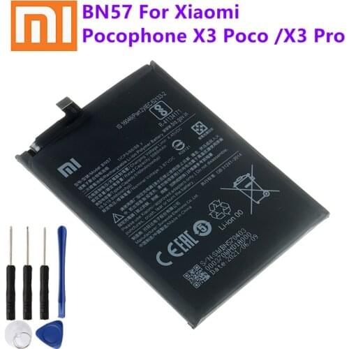 100% Original Xiao mi BN57 5160mAh Phone Battery For Xiaomi Pocophone X3 Poco X3 Pro Replacement Batteries Bateria