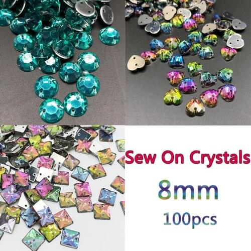 100pcs Sewing Flatback Rhinestones Sew On Crystals Stones Acrylic Strass For DIY Clothes Decoration Rhinestones For Needlework
