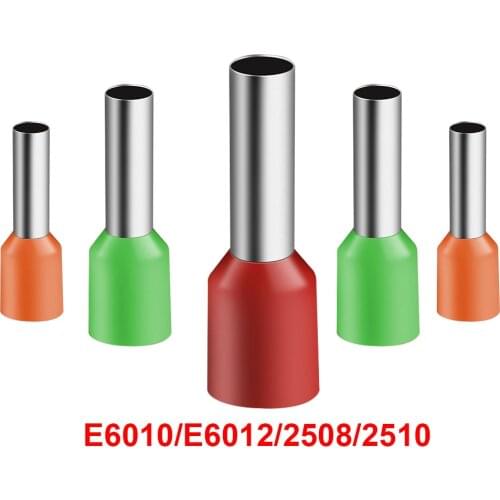100pcs/pack tube insulating terminals E6010 E6012 E2510 insulated cable wire crimp connectorE6010 E6012 E2510
