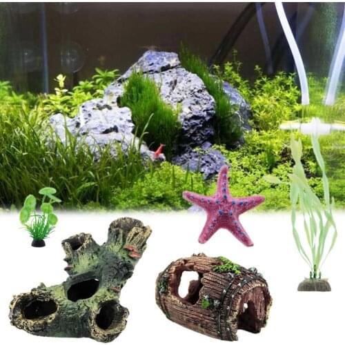12Pcs/Set Resin Tree Trunk Vivid Hiding Cave Accessories Artificial Fish Tank Ornament Landscape Aquarium decoración