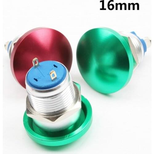 16mm momentary Metal Waterproof Alloy Push Button Switch mushroom pin or screw feet