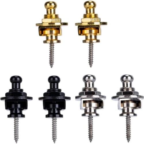2pcs/Set Non-slip Guitar Strap Locks Belt Buckle Buttons for Bass Folk Electric Guitar Parts Gold Silver Black Instruments Parts