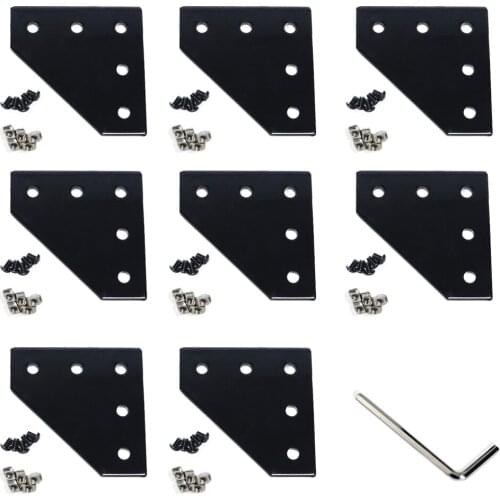 2020 Series Black Silver 90 Degree L Shape Outside Joining Plate Kits with T Nuts and Round Head Hex Screws