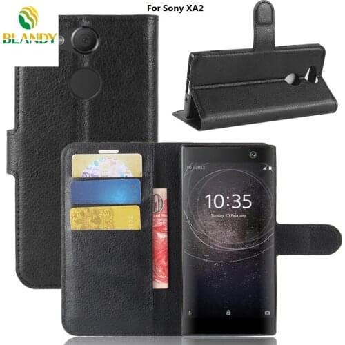 50pcs/lot For Sony XA2 Ultra Lychee wallet leather cover stand with card holder case For Sony XA1 Plus For Sony L2
