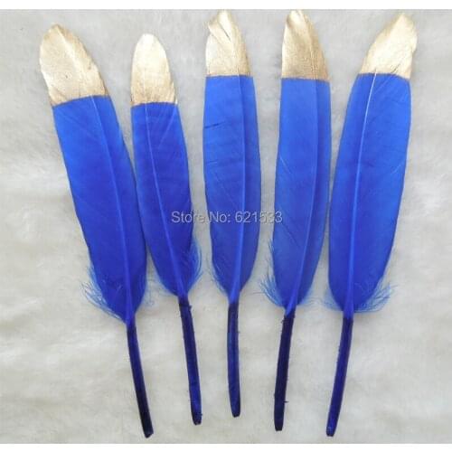 50Ppcs/lot!Gold Dipped Feathers, Royal Blue and Gold, Wedding Decor,Feather Garland,Home Decor,Supplies, Feather Embellishments