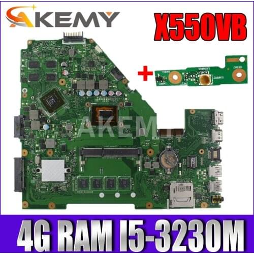 Akemy 90NB00R0-R00011 X550VB Laptop motherboard For Asus X550CC A550C X550CL R510C X552C mainboard 4G RAM I5-3230M GT740M