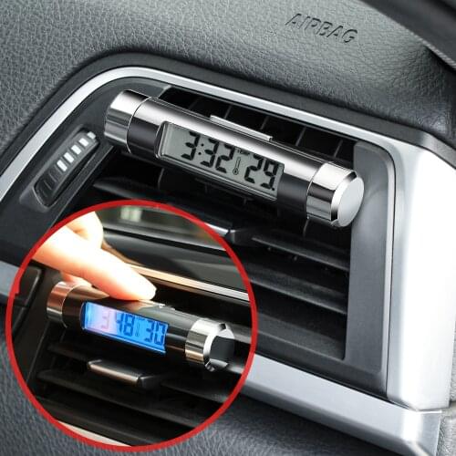 2 in 1 Car LCD Digital Thermometer Electronic Clock for Peugeot 3008 206 208 408 2008 508 307 Citroen C4 C5 C2 CACTUS DS4