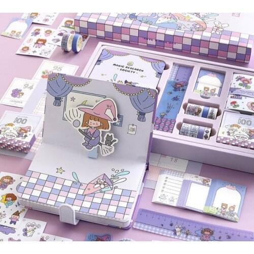 Cartoon Ice Cream Cake Party Notebook Set Gift Box Package Color Pages 224 Pages Included Birthday Gift Notepad Pink Girls Diary