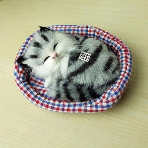 Design Kawaii Simulation Sounding Sleeping Cats Plush Toy With Nest Childrens Favorite Birthday Christmas Gift K0217