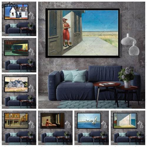 Edward Hooper Painter Poster Prints Wall Art Canvas Painting Posters Picture for Living Room Home Decoration