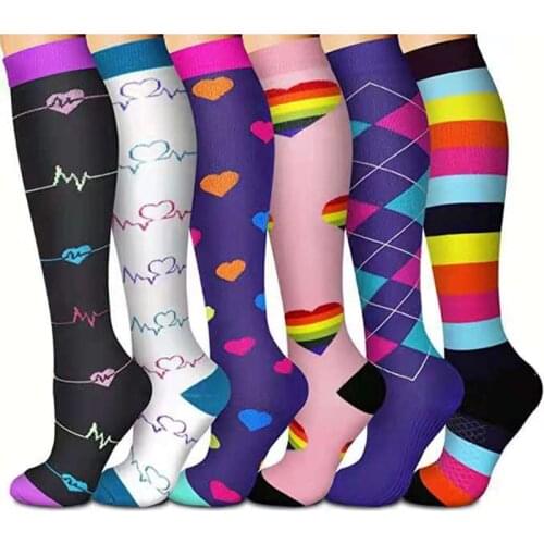 New Compression Socks Women Men Knee High Best for Running Nurses Fitness Outdoor Sports Crossfit Flight Travel Golfs Tube Socks