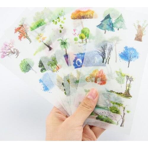 6pcs/pack tree spring retro Paper Stationery Sticker Cartoon For Planner Scrapbooking Diary decor sticky School Office Supplies