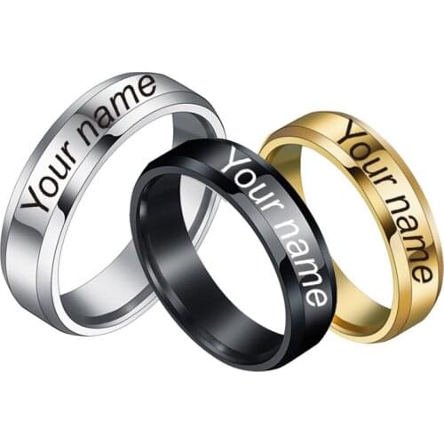 Custom Rings Engraved With Your Name Text Signature Handwriting Men Lady Unisex Stainless Steel Titanium Ring