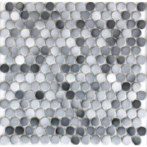 Gray color 19mm round matt ceramic mosaic bathroom shower floor wall tiles in mosaic kitchen backsplash sunroom bedroom wall