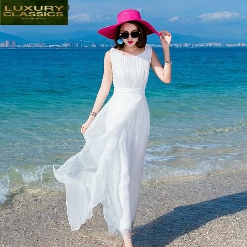 Summer Dress White Women Long Dresses Beach Party Dress Sleeveless Slim High Quality Clothes 2021 Boho Vestidos LWL1537