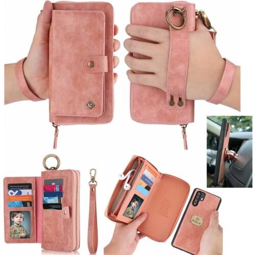 Multifunction PU Leather Zipper Wallet Card Bag Case For Huawei P30 Pro Nova 4e Removable Handbag For HUAWEI P30 Lite Purse Case