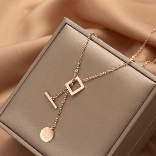 Trendy Exquisite Good Luck Geometry Round Pendant Women Necklaces Ladies Fashion No Fade Stainless Steel Jewelry Female Gift