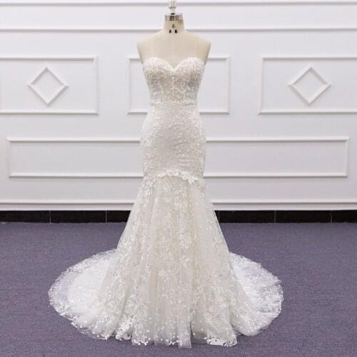 Molanda Hung 2021 High-End Quality Wedding Dress Sweetheart Strapless Mermaid Appliques Beading Draped Zipper Lace SJ232