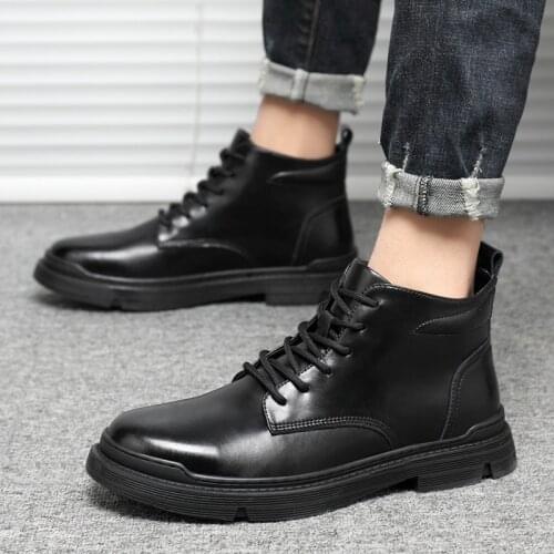 Leather Martin Boots Mens Spring Ins Warm Mens Shoes Autumn And Winter New Chelsea Boots Mens Extra Large Size Short Boots