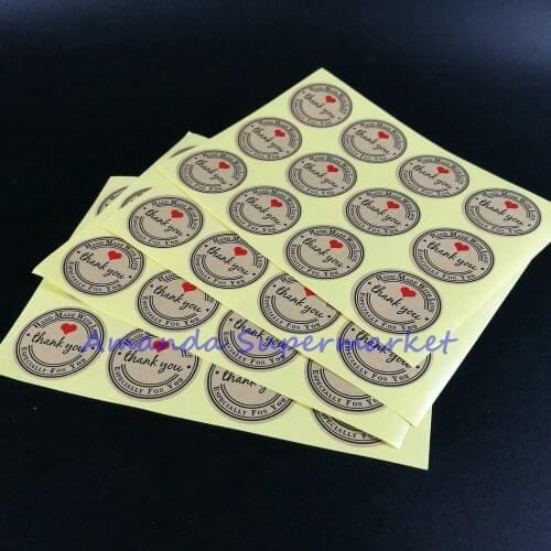 Wholesale Handmade WIth Love Sticker 1200pcs/lot 38*38mm Vintage Stickers Kraft Sticker Hand Made For Gift Cake Baking Sealing