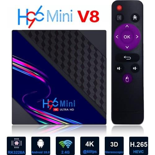 Android 10.0 Smart TV Box 1080P 4K 3D Media Player Set Top Box 2.4G Wifi Android TV BOX Youtube Media Player H96 Mini V8 Tv Box
