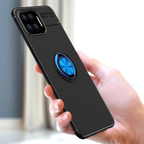 A93 Case Soft Silicone Car Mount Shockproof Case For OPPO A93 5G Cases Stand Holder Metal Ring Full Protective Cover