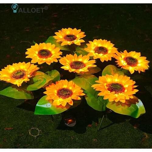 LED Solar Sunflower Light Waterproof Plug-in Sunlight Powered Lamp with Sensor Powerful Outdoor Garden Courtyard Street Lamp