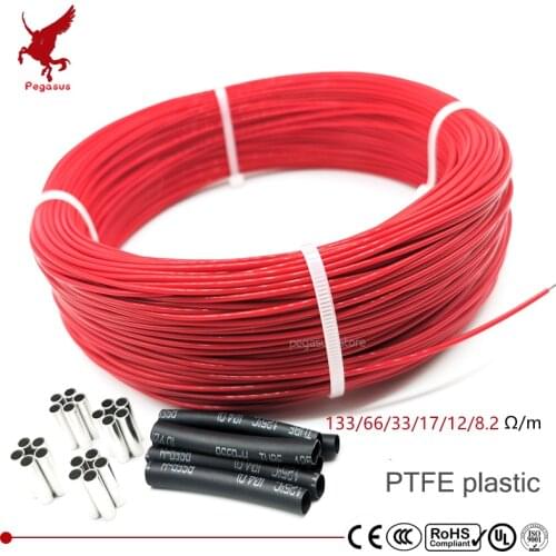 66ohm 100m multipurpose 6k PTFE carbon fiber heating cable 5V-220V floor heating high quality infrared heating wire warm floor