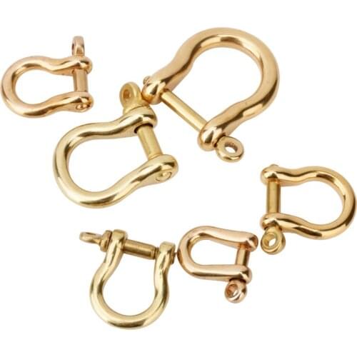 2Pcs Multi-Purpose Pure Copper D-Ring Screw Pin Anchor Bow Shackle Rigging European Style for Men/Ladies Handbag Quick hook