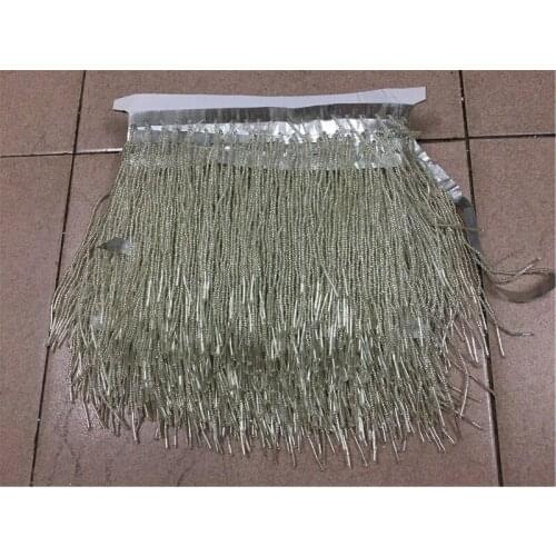 Stock 5yards beads tassel fringe 15cm width for bridal dress in light grey color