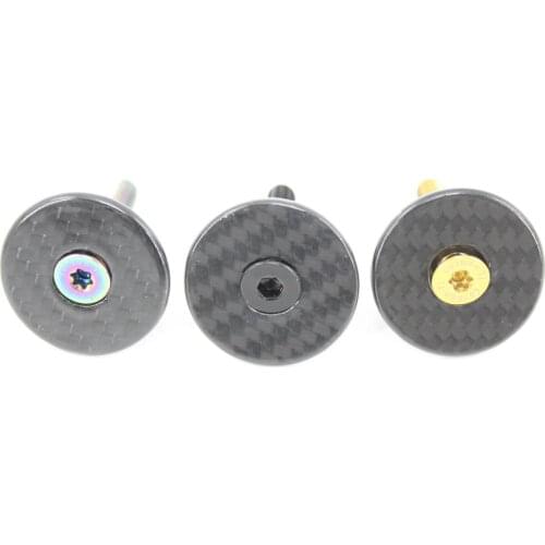 Newest bike glossy matte 3K full carbon fibre bicycle stem cover bike headsets carbon top caps titanium bolts M6x35mm Free ship