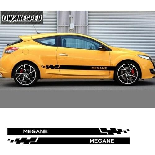 Vinyl Decal Accessories Both Side Car Sport Stripe For Renault Megane GT RS Coupe 2009-19 Auto Door Skirt Sticker Racing Styling