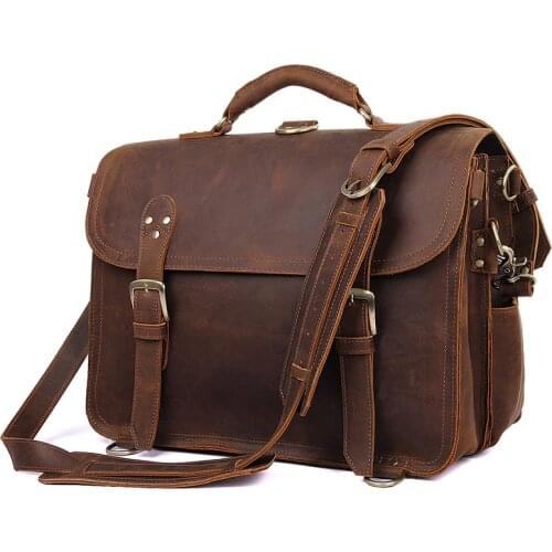 J.M.D Top Crazy Horse Leather Vintage Travel Bag Classic And Fashion Travel Handbag Mens Croess Body Bag 7370R