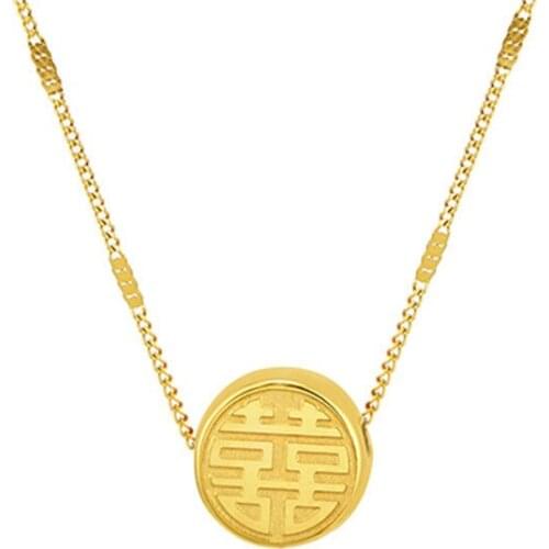 Gold Necklace for Women Simple Festive Chinese Pendants Necklaces for Women Men Rose Gold Male Jewelry Fashion Birthday Gifts